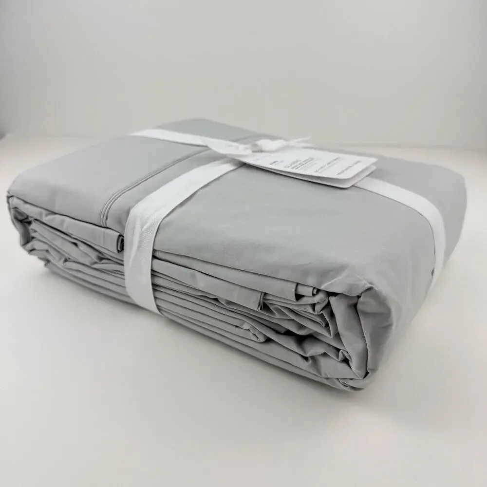Pottery Barn Sheet Set KING Classic Gray Mist 400 Thread Count Organic Percale